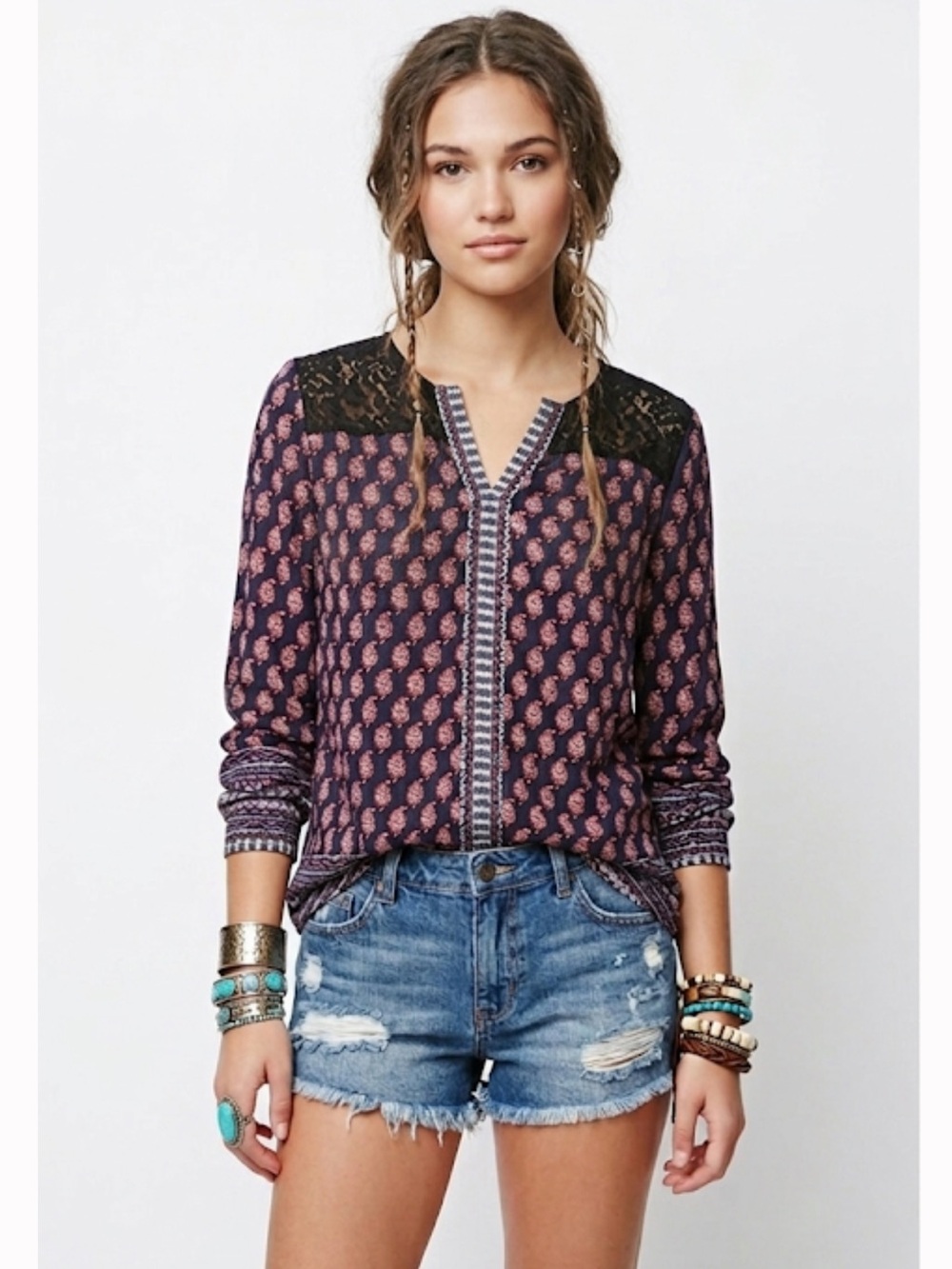 Beach Lunch Lounge Lace Crochet & Bohemian Printed Tunic
